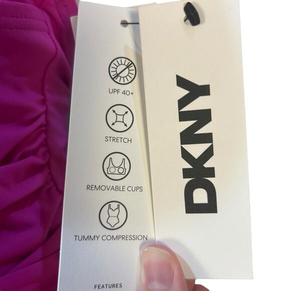 DKNY Tie-Back Halter Style One-Piece Swimsuit Pink Women's XS NWT - Picture 3 of 10